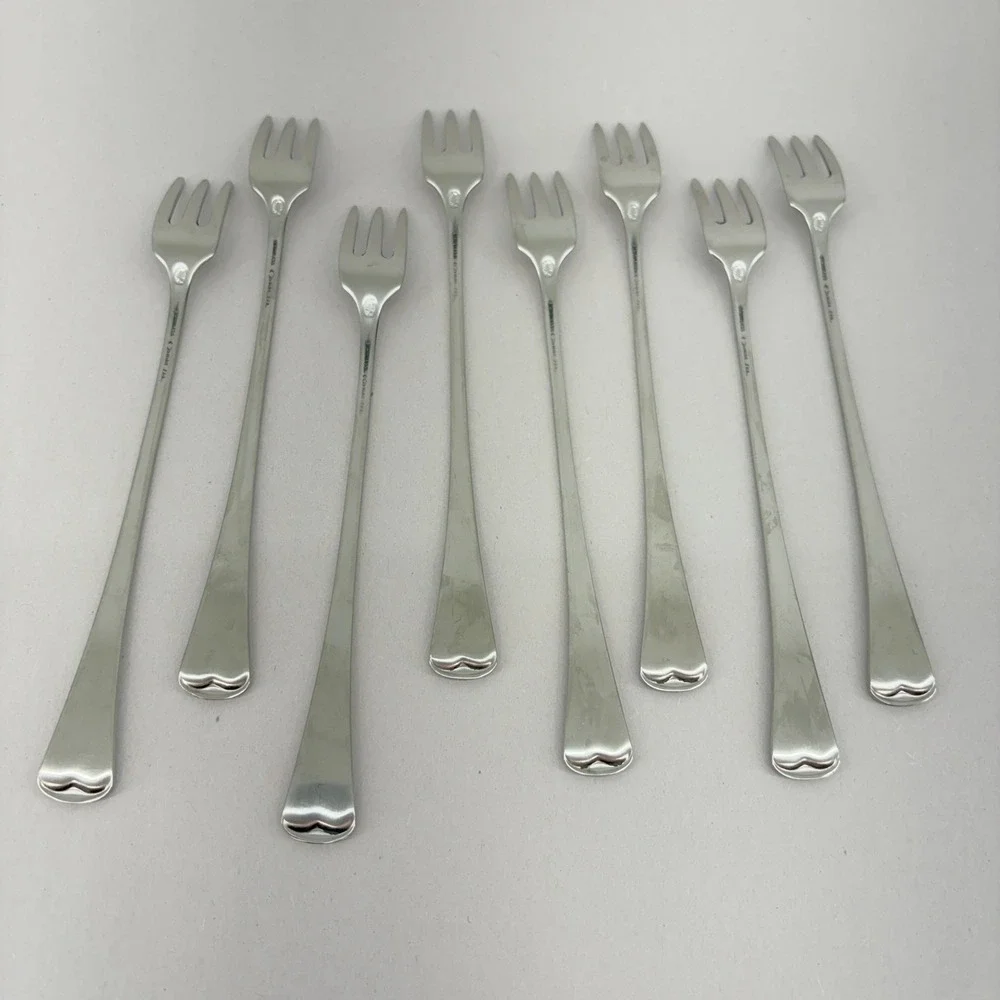 Oneida Wyndham 1881 Rogers Stainless Steel Cocktail Seafood Forks Set 8 MCM